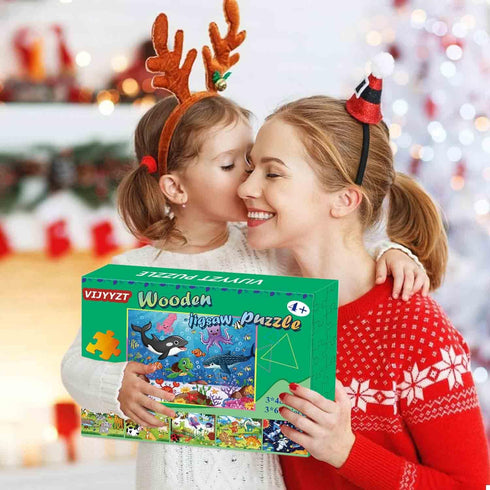 Puzzles for Kids Ages 4-8, Wooden Jigsaw Puzzles 48-60 Pieces for Toddler Learning Educational Toys (6 Puzzles)