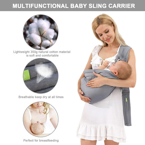 36lbs Baby Carrier & Wraps - Soft Adjustable Ring Sling for Newborns & Infants, Breathable Multi-Functional Sling