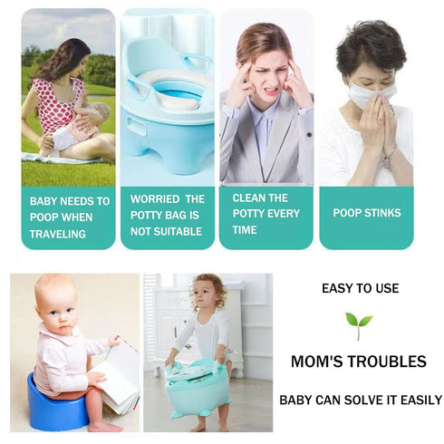 Cover,17x8Inches,Clear OULIGET Potty Chair Liners with Elastic, Portable Potty Training Bags, Potty Refill Liners