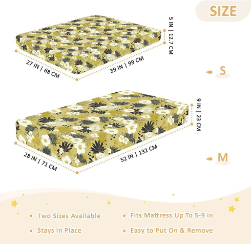miaozhen 1 Pack 52x28 Cotton Baby Crib Sheets Comfy Breathable Naughty Jungle Flower Toddler Mattress Sheet for Nursery