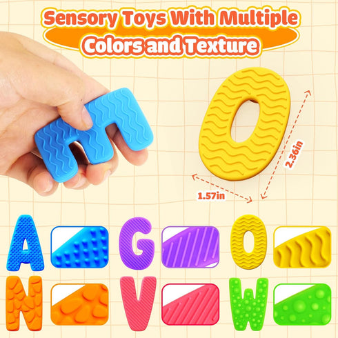 Sensory Alphabet Toys for Kids Toddler: Textured Fidget Toys with Sucion Cup - ABC Educational Toy Preschool Learning