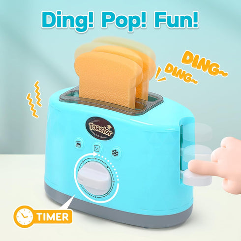 Playset, Sets CUTE STONE Kids Kitchen Toy Kitchen Appliance with Working Coffee Maker, Blender & Toaster, Realistic