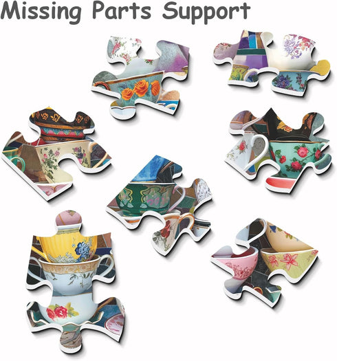 PPuzzling 1000 Teacups Puzzle for Adults Pieces, Colorful Tea Time Jigsaw Puzzles Features Classical Coffee Tea Cups