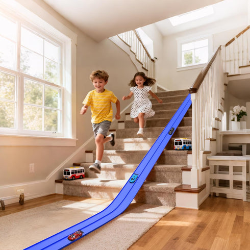 16 1/64th 3+ Flex Race Track Ft with Start Gate Accessories Compatible with Diecast Cars, Flexible Car Track Toys