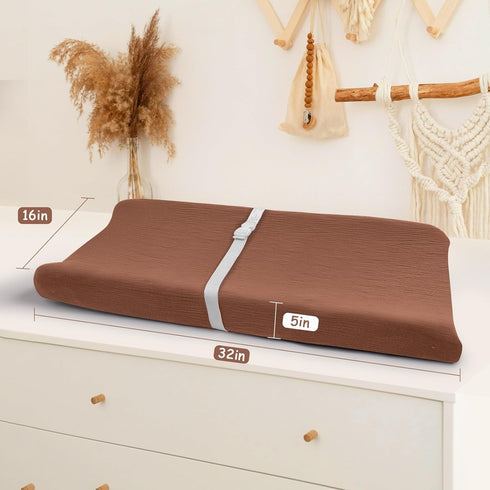 SNOOZYNEST 3 Pack 16" 32" Muslin Changing Pad Cover, Solid Changing Table Pad Cover, Soft Breathable Double Layer Boho