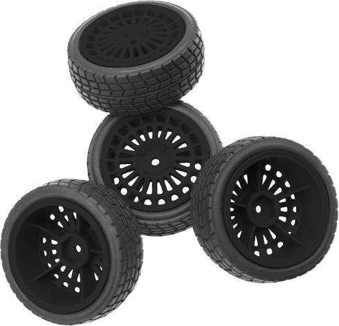 OD2.75'' Nylon 12mm Hex Hub Wheel Rims & Rubber Tires Compatible with HSP Tamiya HPI Traxxas 1/10 1/12 On-Road Car,WLtoys 144001 A959 124018 LaTrax RC Buggy (Black)