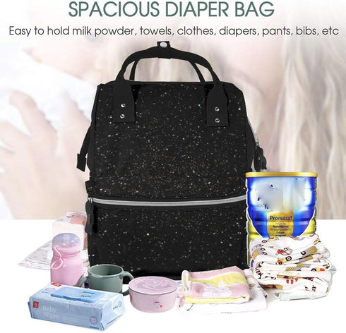 KLLTYHMU Backpack Mummy Backpack Backpack Diaper Bag Black Glitter Baby Essentials Diapers Bag Waterproof Multipurpose