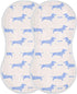 Cute Dachshund Dog and Bone Pattern Muslin Burp Cloths for Baby, 2 Pack 100% Cotton