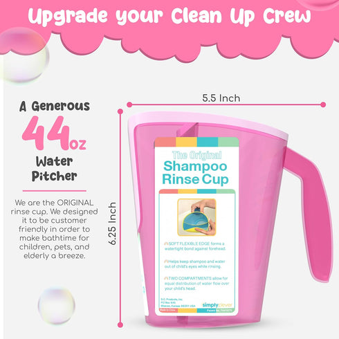 Rinse Cup for Tear-Free Bathing Experience - Soft Flexible Edge, 40 Oz Capacity