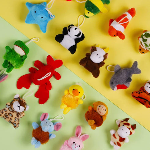56 Pack Set Mini Plush Animals Toys Bulk, Small Stuffed Animals Including Sea Creatures, Keychain for Claw Machine