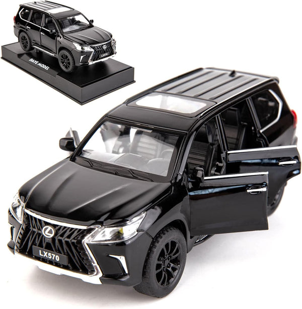 BDTCTK 1/32 Lexus LX570 Off-Road Luxury SUV Model Car, Zinc Alloy Pull Back Toy with Sound and Light (Black)