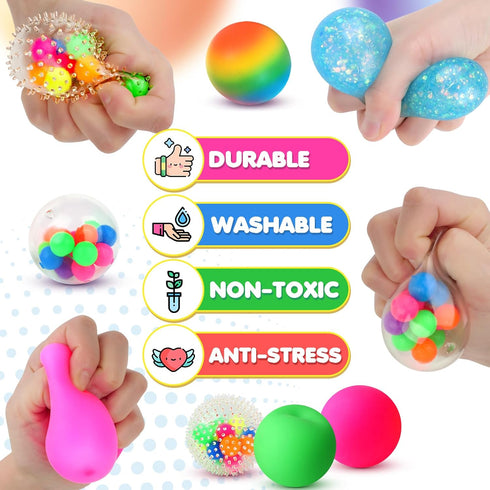 6 Set Squishy Sensory Stress Squeezing Balls forAdults: Best Calming Tool to Relieve Anxiety, Vent Mood and Improve