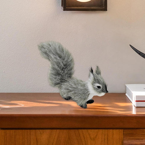 BWESOO 10cm Grey Mini Simulation Squirrel Mini Squirrel Stuffed Animals Rabbit Soft for Gift Home Decor Place Table