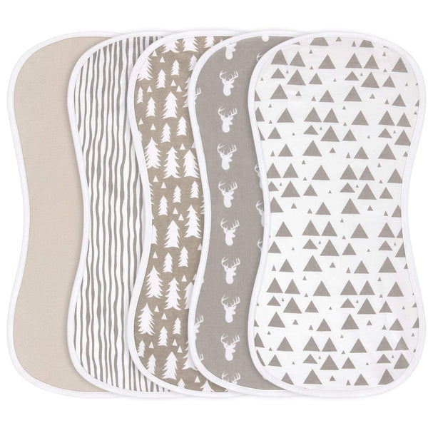 Burp Cloths for Baby Boys and Girls - 5 Pack Combed Cotton