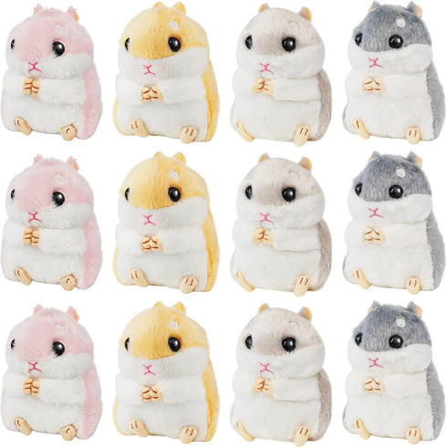 Litherr S 12 Pieces Cute Hamster Stuffed Animal Bulk Hamsters Plush Toy Small Stuffed