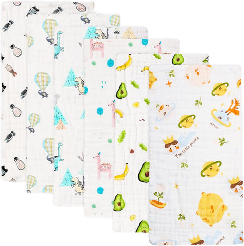 FOOK FISH Muslin Burp Cloths Cotton Burping Cloth 20'' X 10'' Pack