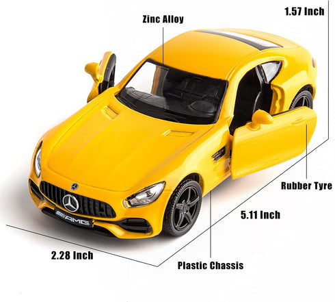 1:36 Scale Diecasting Alloy Car Model Mercedes-Benz AMG GTS, Pull Back Vehicles Toy for Kids Gift (Yellow)