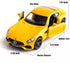 1:36 Scale Diecasting Alloy Car Model Mercedes-Benz AMG GTS, Pull Back Vehicles Toy for Kids Gift (Yellow)
