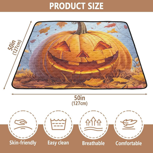GuoChe Cozy 50'' 50'' Autumn Pumpkin Halloween Harvest Food Soft Thick Baby Activity Play Mat for Indoor Outdoor