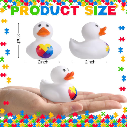 72 Vinsot Pcs Autism Awareness Stuff Accessories Autism Awareness Rubber Duckies Colorful Puzzle Piece Bathtub Toys