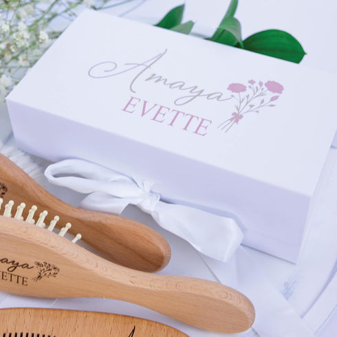 Set Set Custom Wooden Baby Brush | Personalized Wooden Baby Brush | Personalized Baby Gift Girls | Personalized Baby