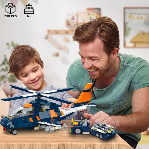 3 1 Sets, 10+, 738PCS HOGOKIDS in Fighter Jet Plane Building Military Propeller Aircraft Gunship Building Toys
