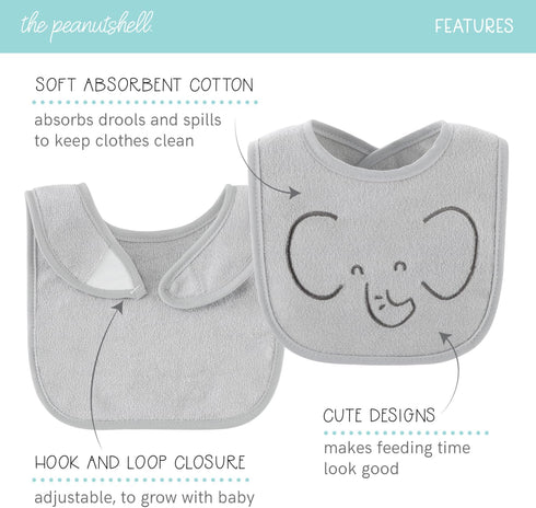 The Peanutshell Baby Bibs for Boys or Girls, Terry Cloth, Feeding, Drooling, Teething Essentials, 10 Pack, Gender