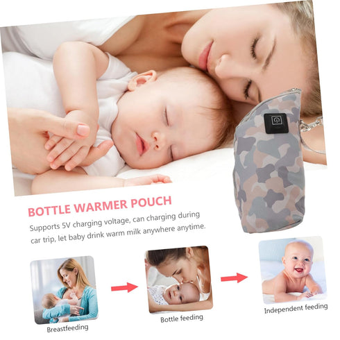 USB Charging Bottle Heating Pouch Thermal Bag for Milk Bottles Portable Milk Warmer with Fireproof Heating Core