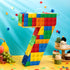 Number 7 Building Blocks Piñata, 16.5 Inch Party Supplies for 7th Birthday Decorations with Confetti Blocks Theme