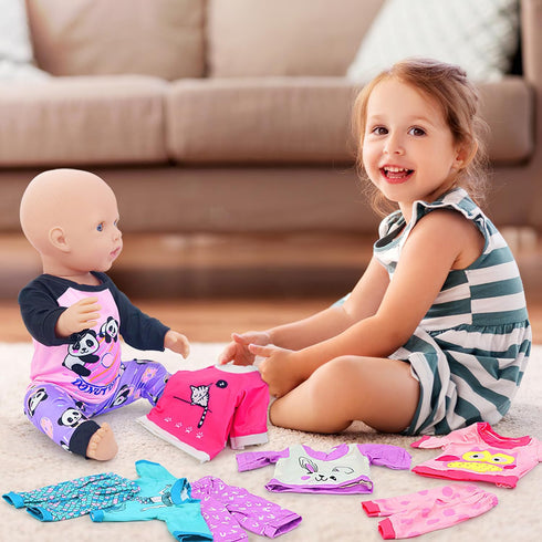 K.T. Fancy 5 Sets Baby Doll Clothes for 14-18 Inch Doll, Baby Doll Accessories for Reborn Doll, Gift for Kids