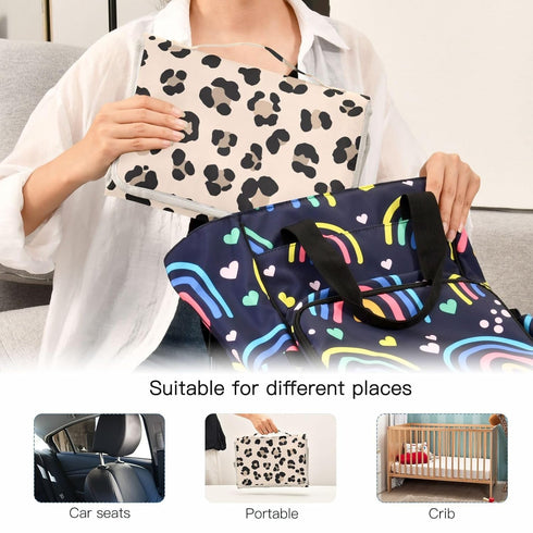 Animal Leopard Print Portable Diaper Changing Pad, Lightweight Waterproof Travel Changing Kit for Newborns