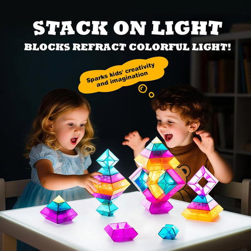 Set 30 3+, Translucent Building Block with Toy Storage Bag, Pcs Light-Passing Stacking Toys for Kids Ages STEM