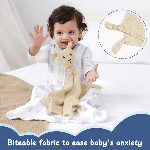 ZIGJOY Bunny Lovey Muslin Cotton Baby Security Blanket Soft Breathable Lovies for Babies Gifts for Newborn Infant