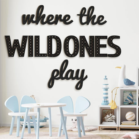Beeveer Where the Wild Ones Play Nursery Sign Wooden Playroom Wall Decor