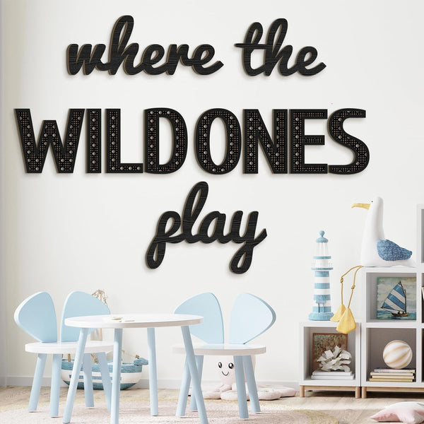 Beeveer Where the Wild Ones Play Nursery Sign Wooden Playroom Wall Decor