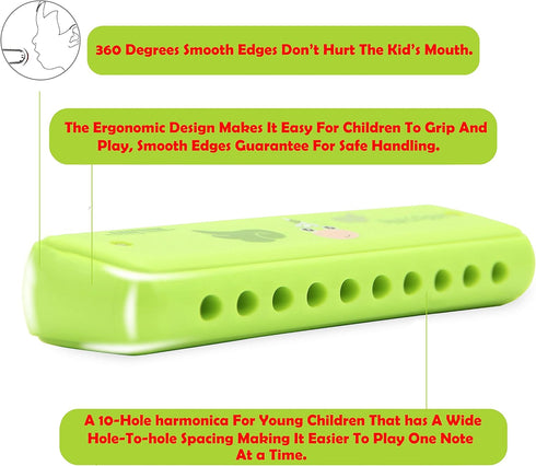 Beginners,10 20 Crafteem Color Blues Harmonica, Key of C for Kids, Children, Toddler and Hole Tones Musical Instrument