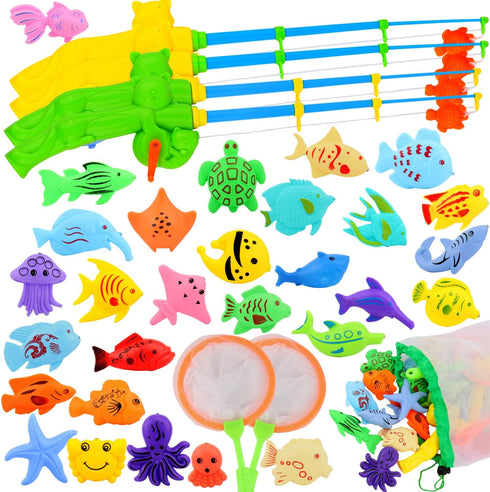 Magnetic Fishing Pool Toys Game - Water Table Bathtub Toy with Floating Fish, Birthday Gifts for Toddler Age 3-6