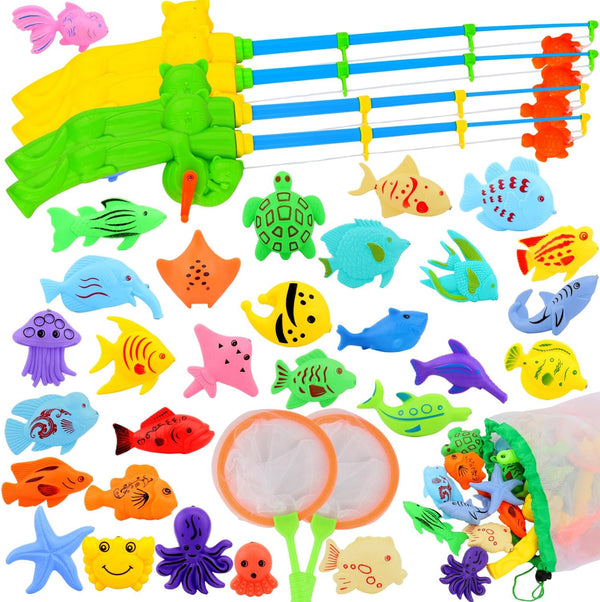 Magnetic Fishing Pool Toys Game - Water Table Bathtub Toy with Floating Fish, Birthday Gifts for Toddler Age 3-6