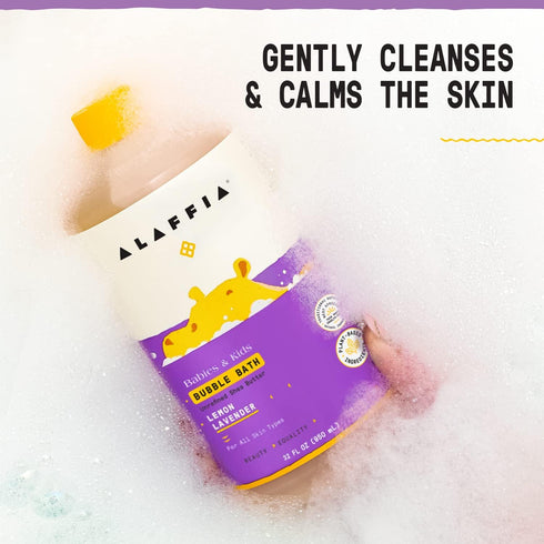 Alaffia Babies and Kids Bubble Bath, 32 Fl Oz - Gentle Baby Essentials for Delicate Skin, Vegan Lemon Lavender