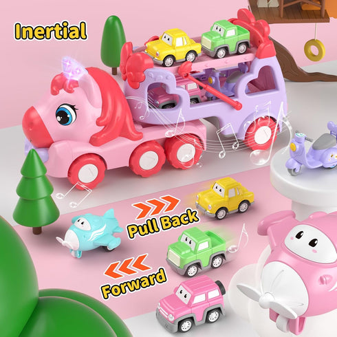 1 2 3 7-in-1 1-3 2-4, 1 2 3 newcrave Toys for Year Old Girl, Carrier Truck with Light & Music, Toddler Girl Toys Age +