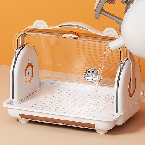 BTSEURY Baby Bottle Storage Box, Plastic Multifunctional Drainage Nursing Bottle Storage Box Organizer with Lid