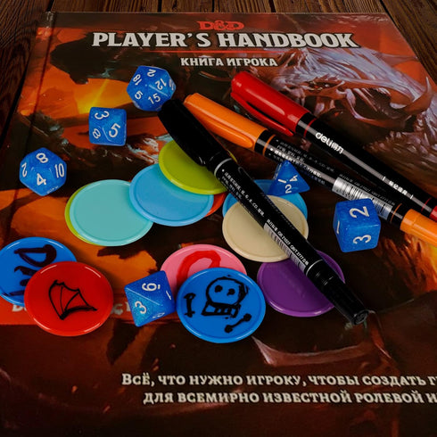 DND Wet & Dry Erase Tokens - Set of 100 Colorful Blank Counters for Tabletop RPGs