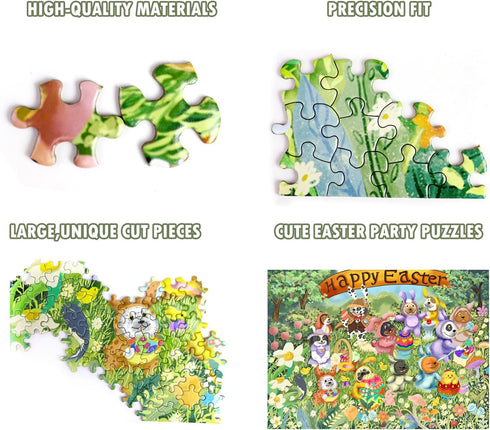 500 Piece Puzzles for Adults - Easter Dog Bunny Ears & Egg Designs Themed - Challenging Puzzle for Game Nights Spring