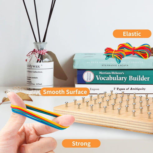 (6 6 0.6 HEELWIRE Wooden Geoboard,Montessori Toy,Graphical Mathematical Education Toy for Kids with Pattern Cards