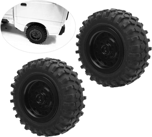55mm/2.2in 1/10 Scale Rubber Tires & Wheel Rims, Anti-Skid Fit for D12 Model Parts, Black