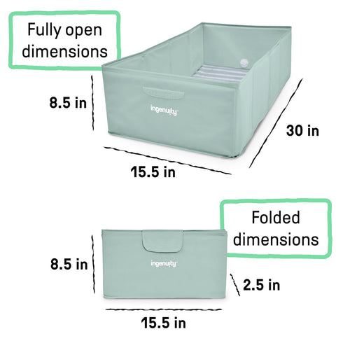 12M-5Y, Ingenuity Tuckaway Toddler Folding Tub, Converts Shower to Tub, Folds to Store, Easy to Clean, No Assembly
