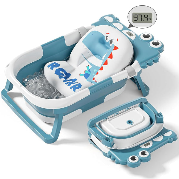 Collapsible Baby Bathtub for Newborn, Foldable Baby Bath Tub with Thermometer &