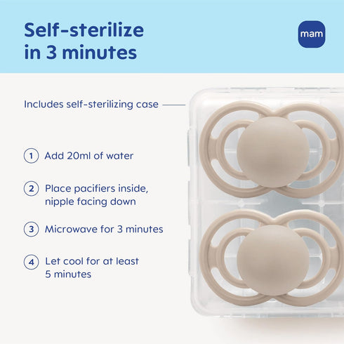 16+ Pack 2, MAM Perfect Baby Pacifier Months, Extra Thin Nipple, Developed with Orthodontists, Clinically Proven, Glows