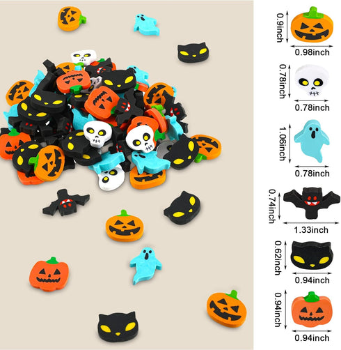 150 Pcs Mini Halloween Erasers Assortment Pumpkin Ghost Bat for Kids Trick or Treat Party Favors