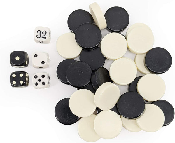 Sondergut Deluxe Backgammon Playing Stones, Replacement Draught Pieces, Regulation Size 1 Inch (2.5cm) Checkers,